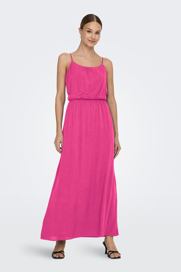 Only Vestido longo com al&ccedil;as ajust&aacute;veis rosa