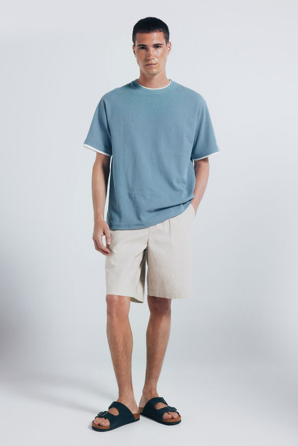 Springfield Camiseta doble mini waffle azul