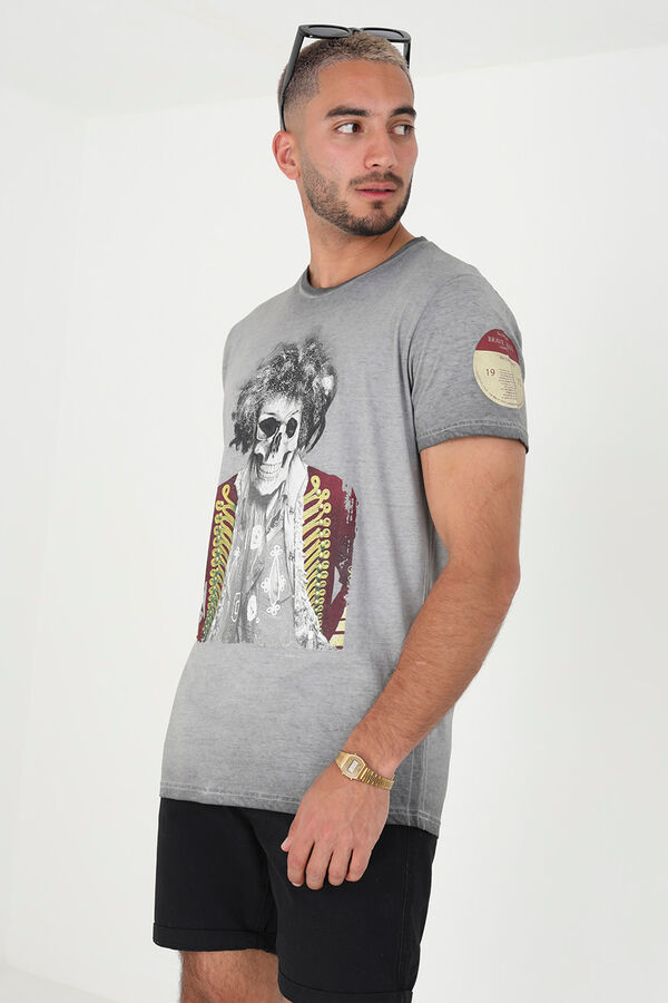 Springfield Camiseta calavera manga corta gris oscuro