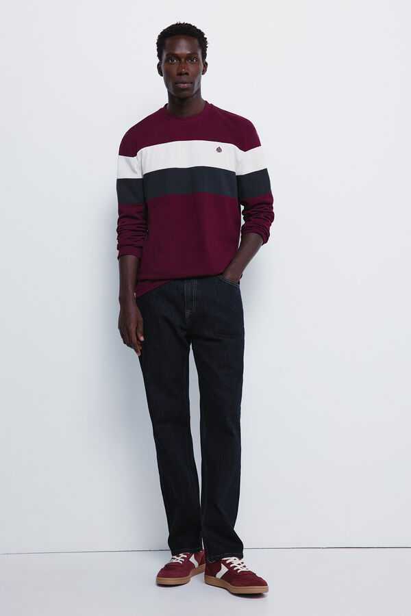 Springfield Camiseta manga larga piqu&eacute; cortes burdeos