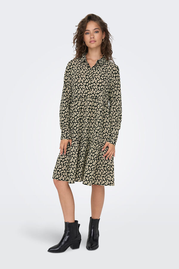 JDY Vestido estampado camiseiro cru