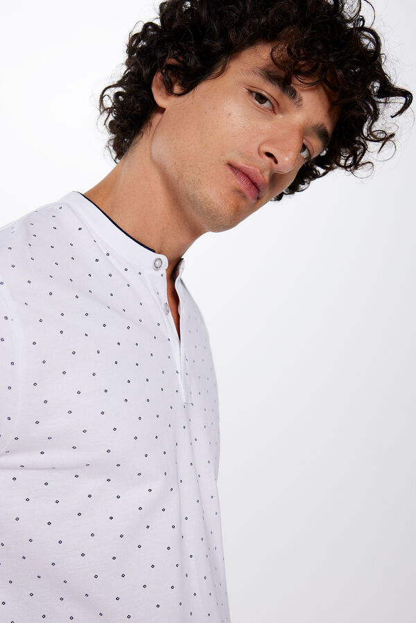 Springfield Polo piqu&eacute; slim fit estampado branco