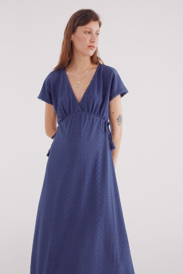 Springfield Vestido midi bordado circular su&iacute;&ccedil;o azul