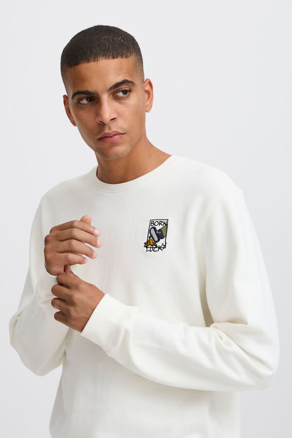 Blend Sweatshirt Com Gola Redonda bege