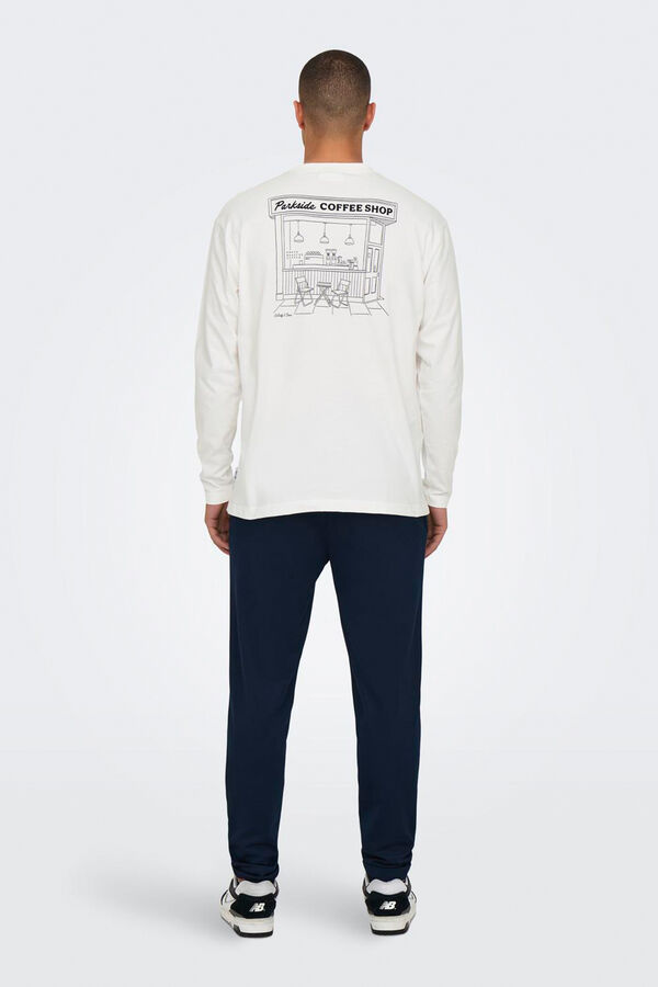 Only & Sons T-shirt de manga comprida com estampa nas costas branco