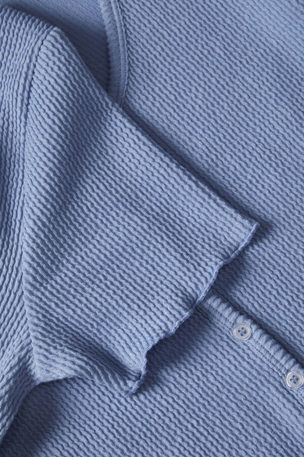 Jack & Jones Top rib con botones azul