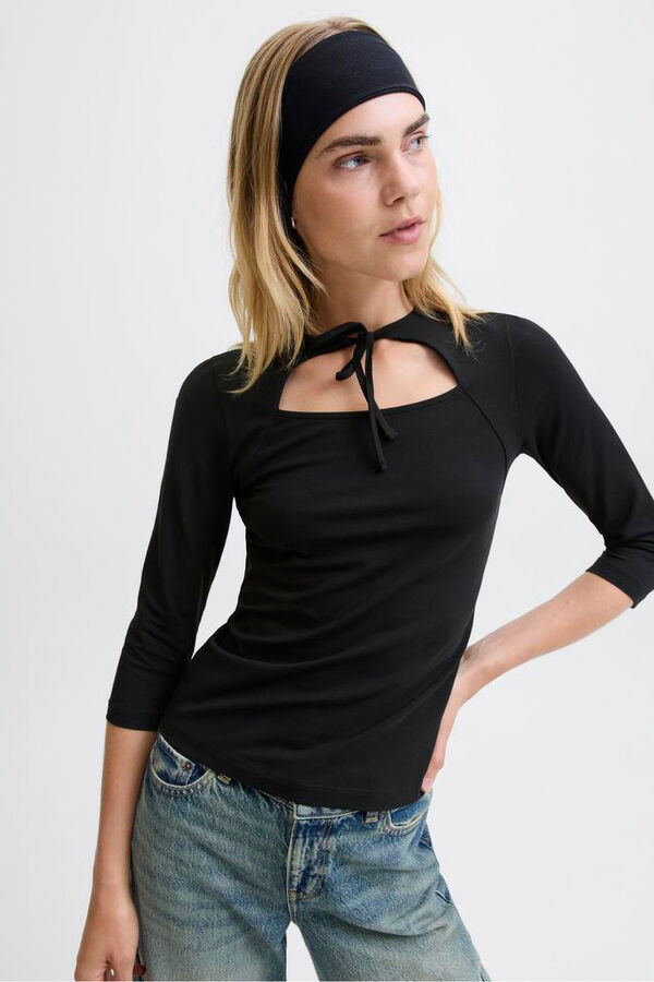 Jack & Jones Top ajustado lazo negro