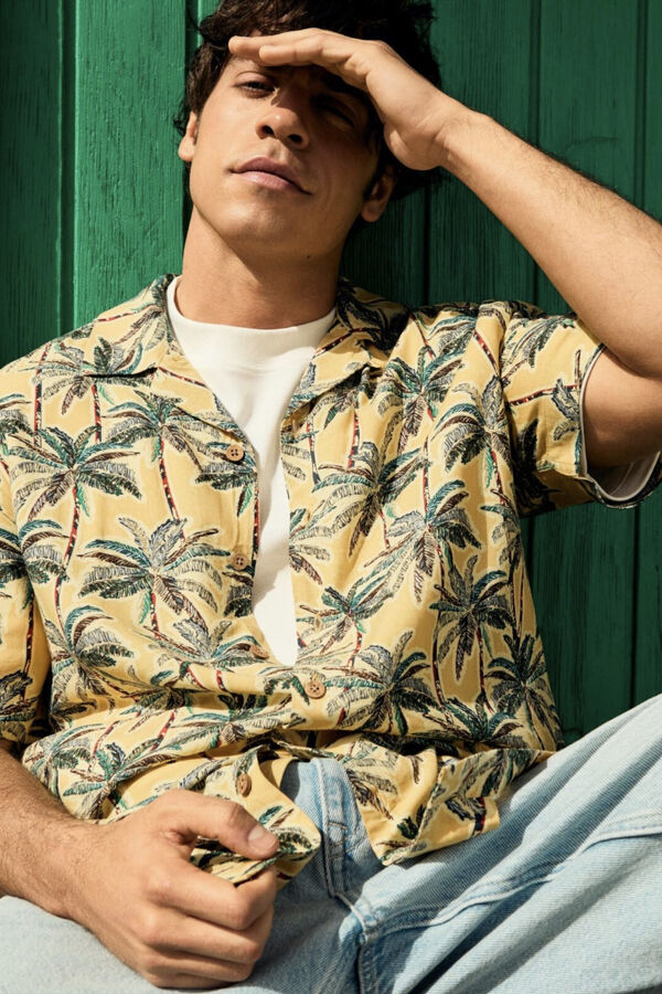 Springfield Camisa de manga curta de viscose estampado estampado
