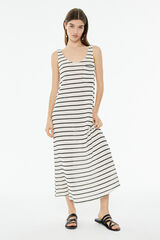 System Action Vestido midi riscas marinheiro bege