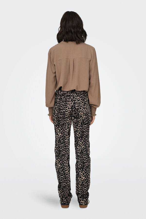 Only Calça reta com estampa animal preto
