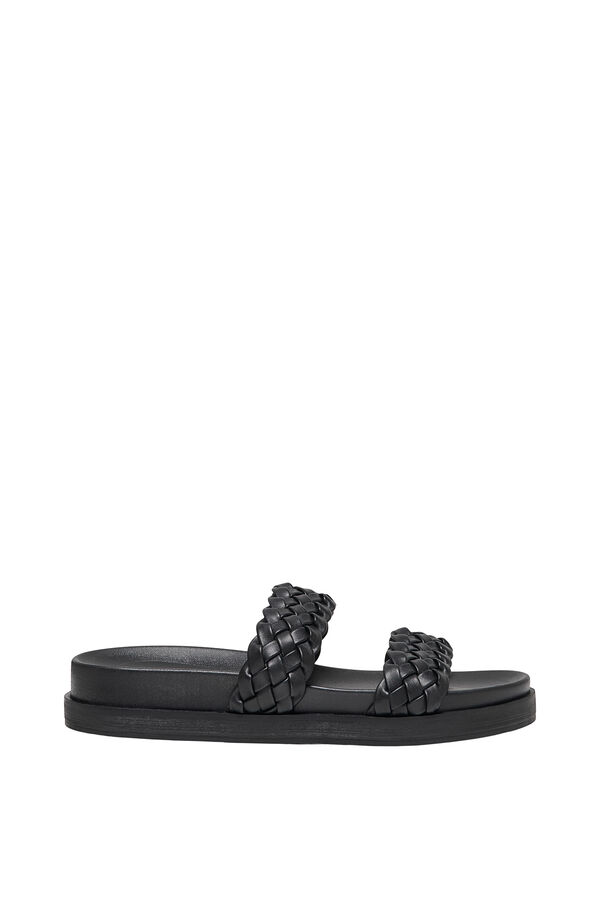 Only Sand&aacute;lia plataforma de tira dupla preto