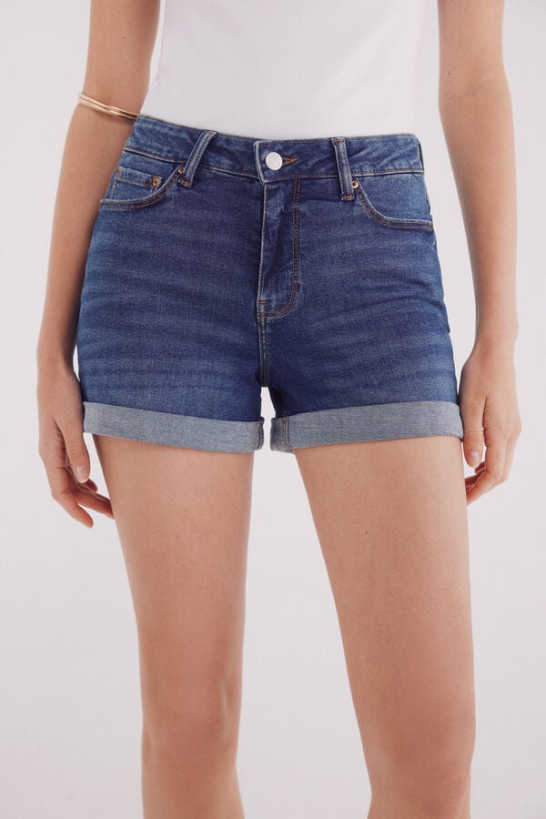 Springfield Shorts jeans de algod&atilde;o azul