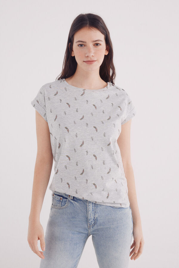 Springfield T-shirt com mangas e bot&otilde;es no ombro cinzento