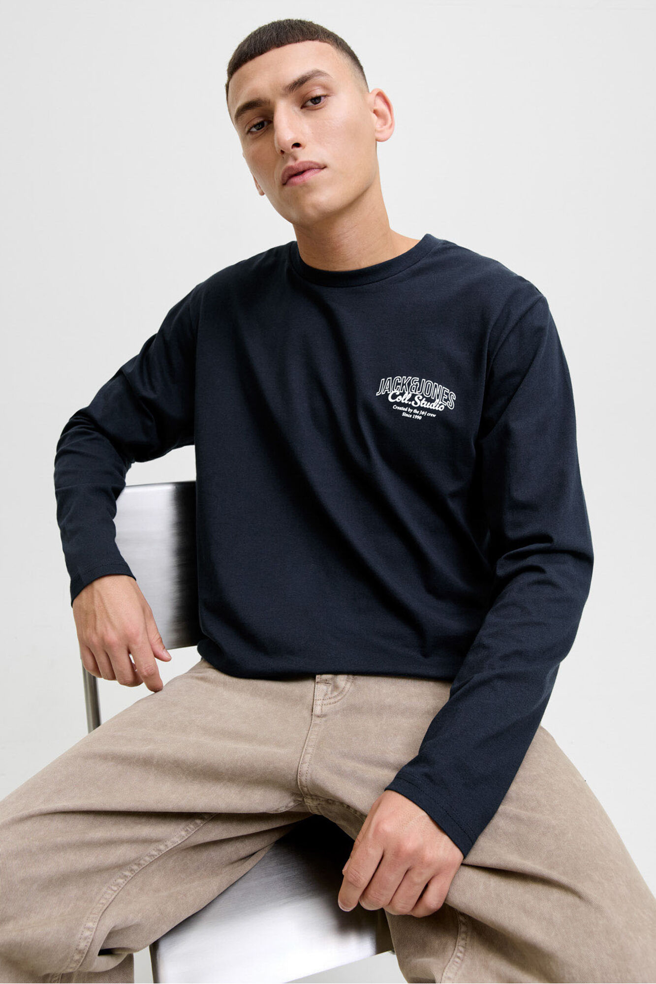 Jack & Jones T-shirt comprida com logo