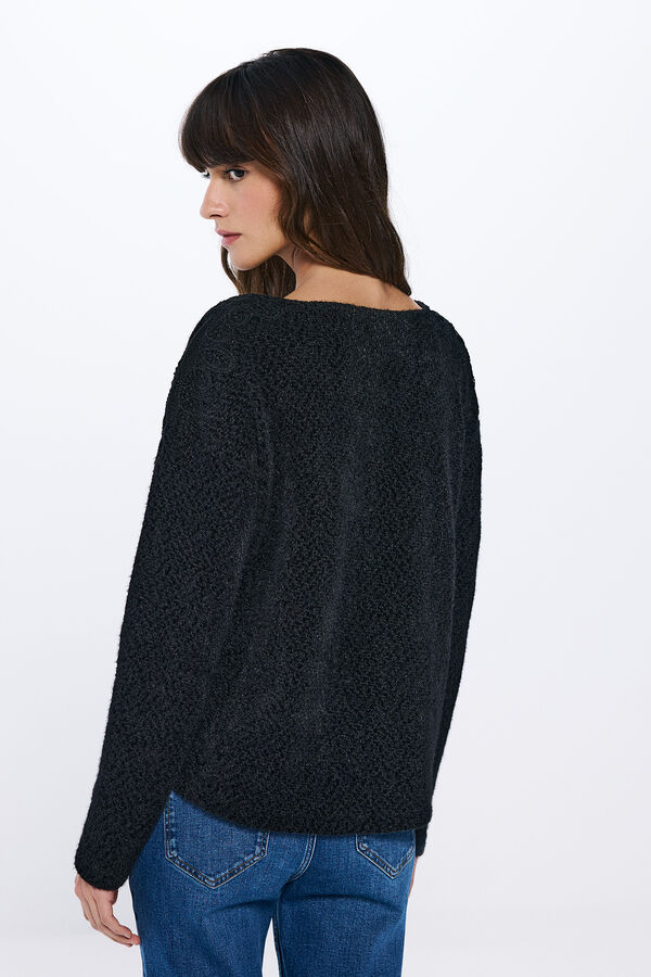 Springfield Camiseta de ombro em chenille de crochet preto