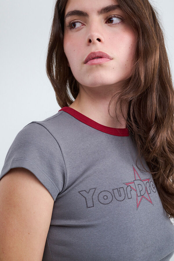 Balmohk T-shirt b&aacute;sica slim cinzento
