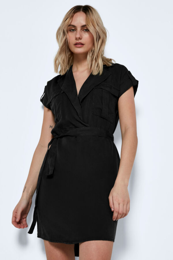 Noisy May Vestido de camisa curta Lyocell preto