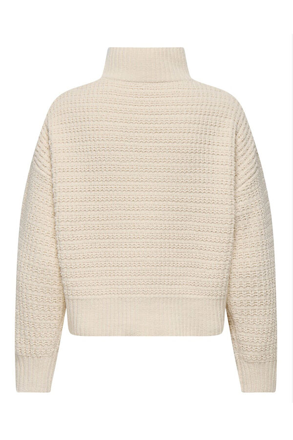 Only Jersey pointelle cuello alto beige