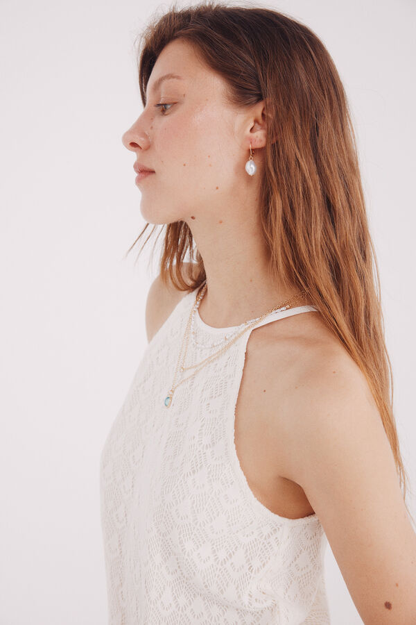 Springfield crochet de halter com decote estampado