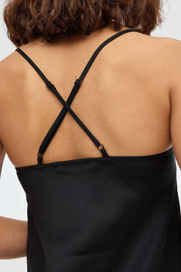 Inside Vestido Midi Lencero Botones negro