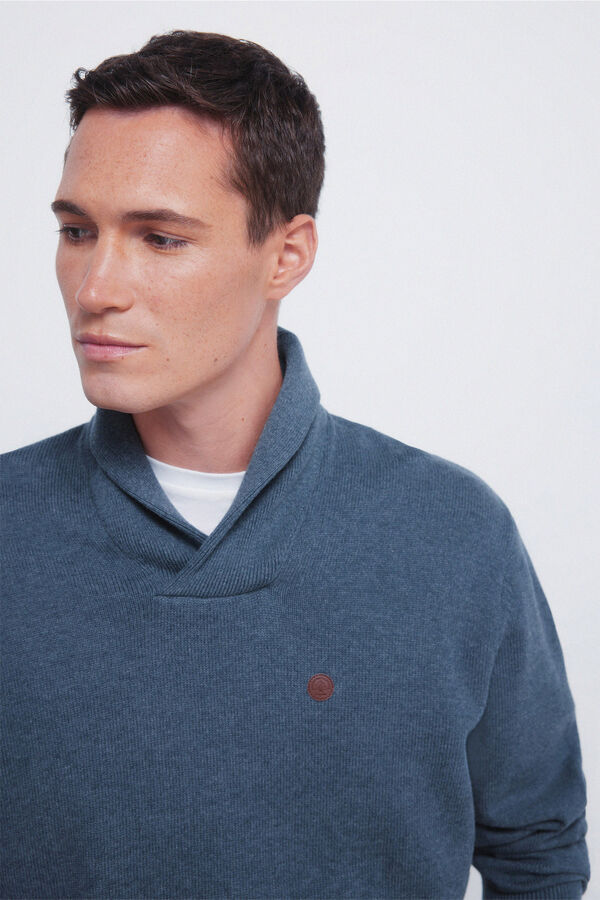 Springfield Jersey cuello smoking azul