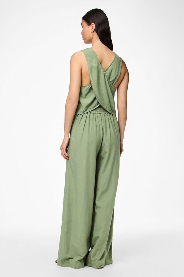 Pieces Top de lino sin mangas verde