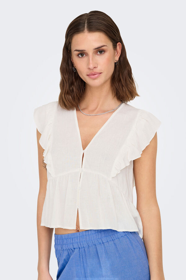 Only Blusa regular fit de lino blanco