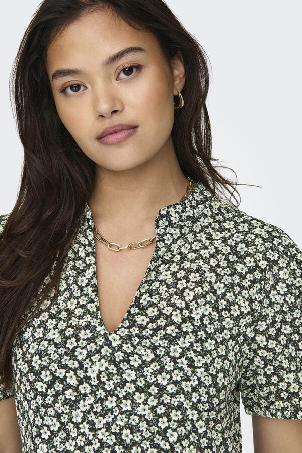 JDY Vestido curto com decote em V preto