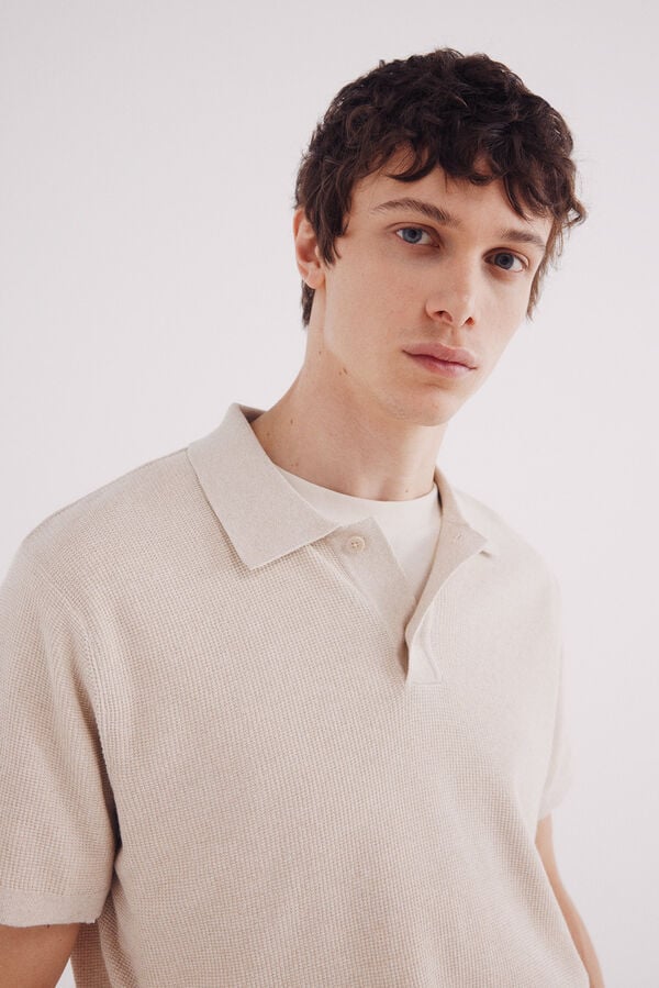 Springfield Jersey manga corta estructura cuello polo beige