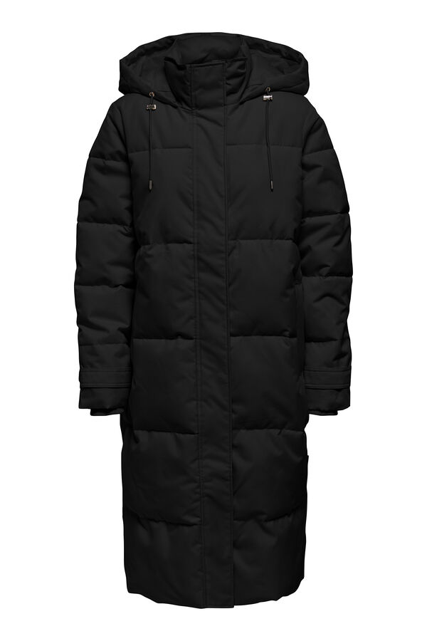 Only Sobretudo comprido com capuz preto