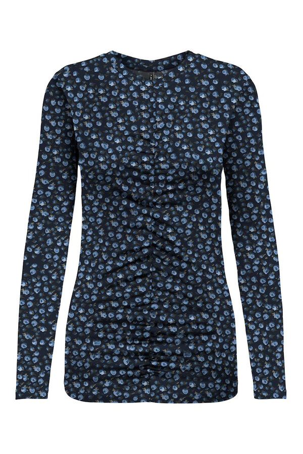 Only Top fruncido estampado floral azul