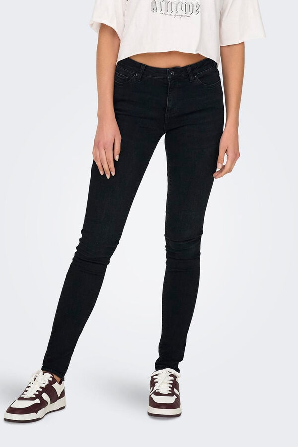 Only Jeans Skinny Tiro Medio negro
