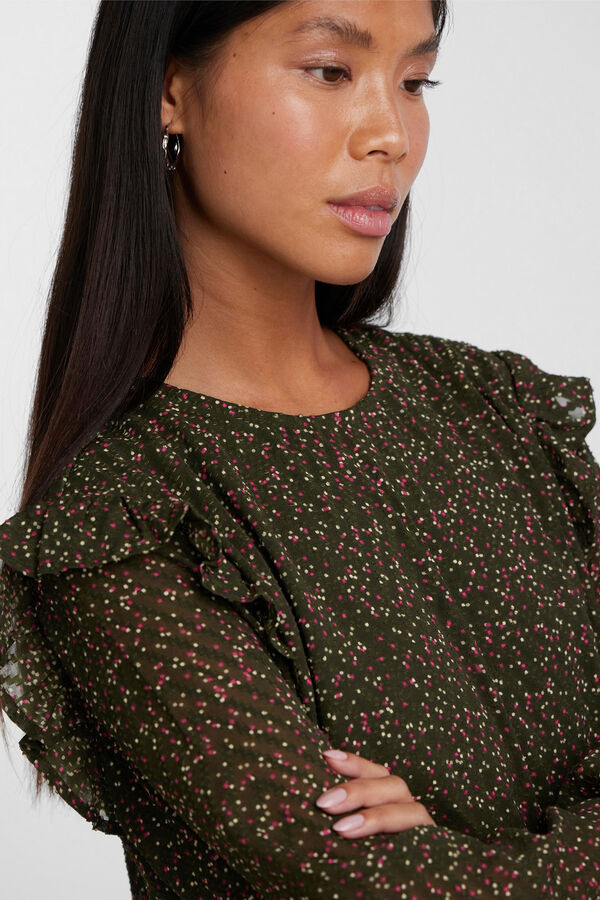 Pieces Blusa con volantes verde