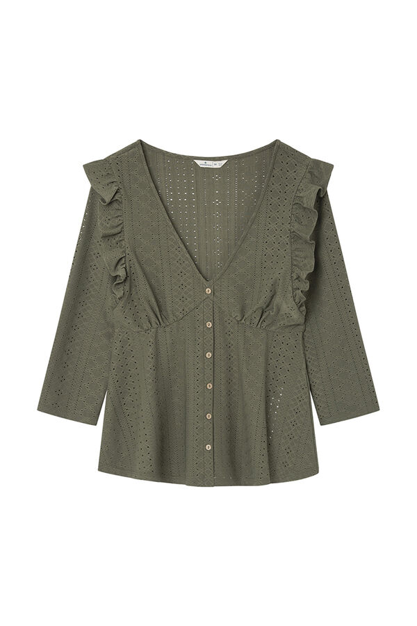 Springfield Blusa Bot&otilde;es Folhos bege