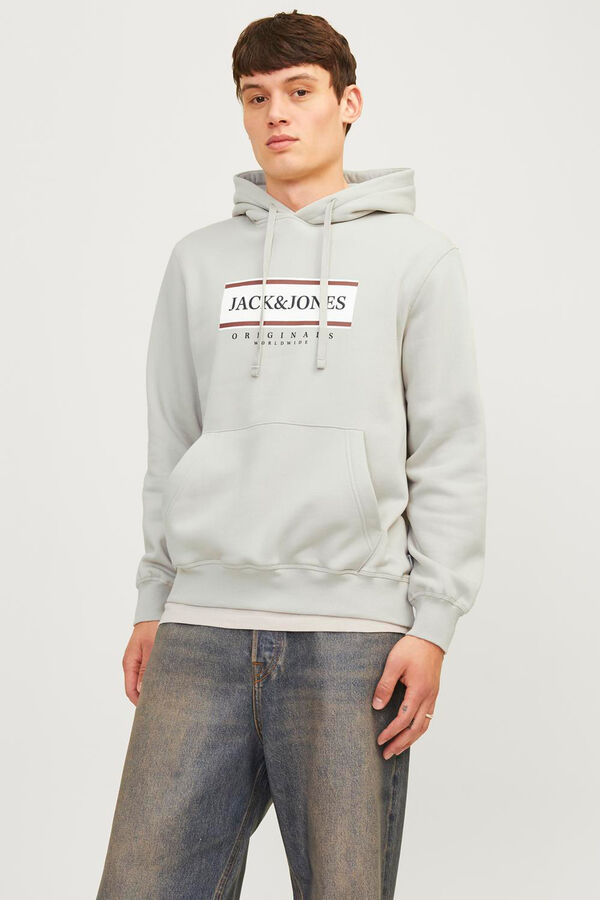 Jack & Jones Moletom com logo e Sweatshirt regular cinzento