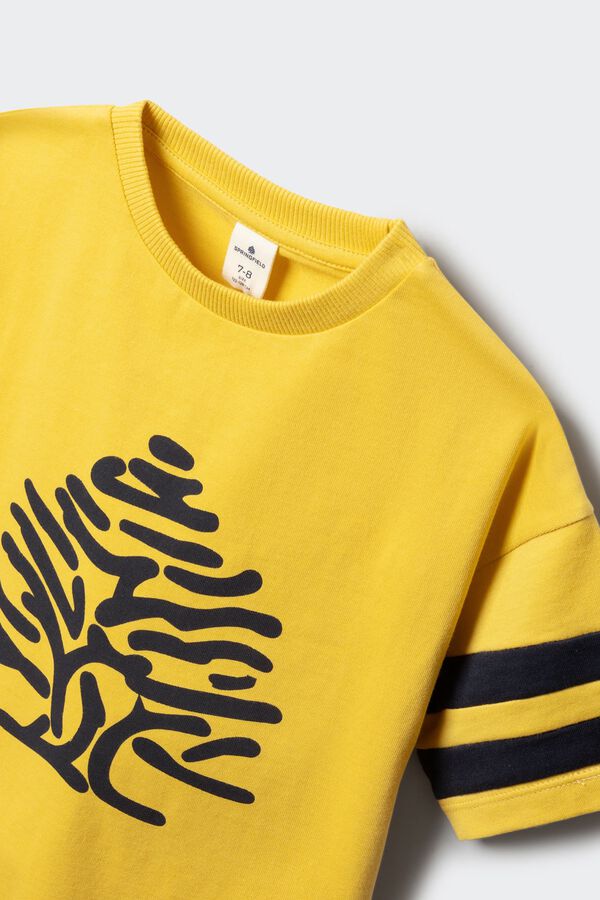 Springfield Kids T-shirt de manga curta com &aacute;rvore &agrave;s riscas para crian&ccedil;a estampado