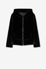 Tiffosi Casaco de pelo com capuz preto