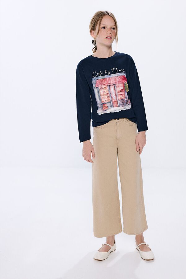 Springfield Kids Camiseta feminina Caf&eacute; Paris azul