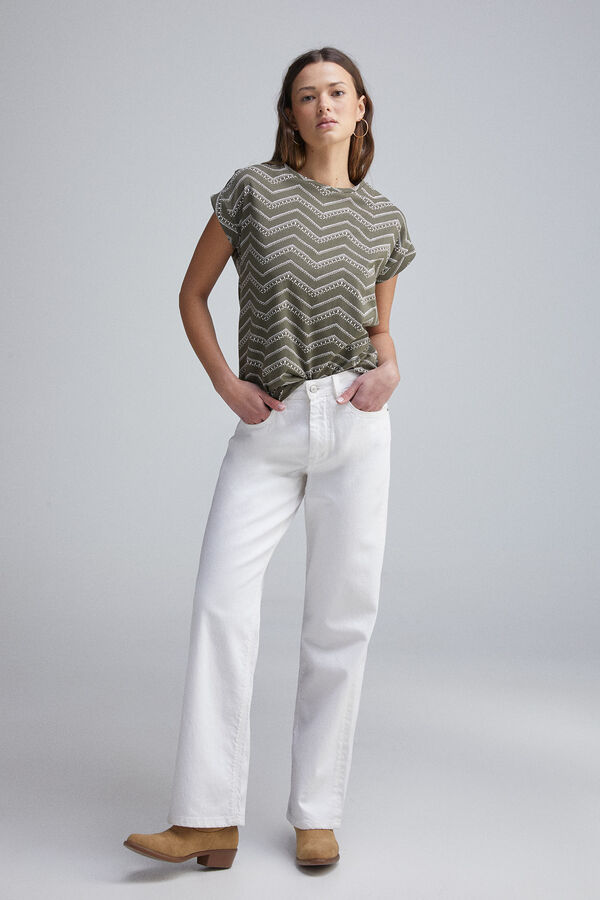 Springfield Camiseta manga vuelta botones hombro kaki