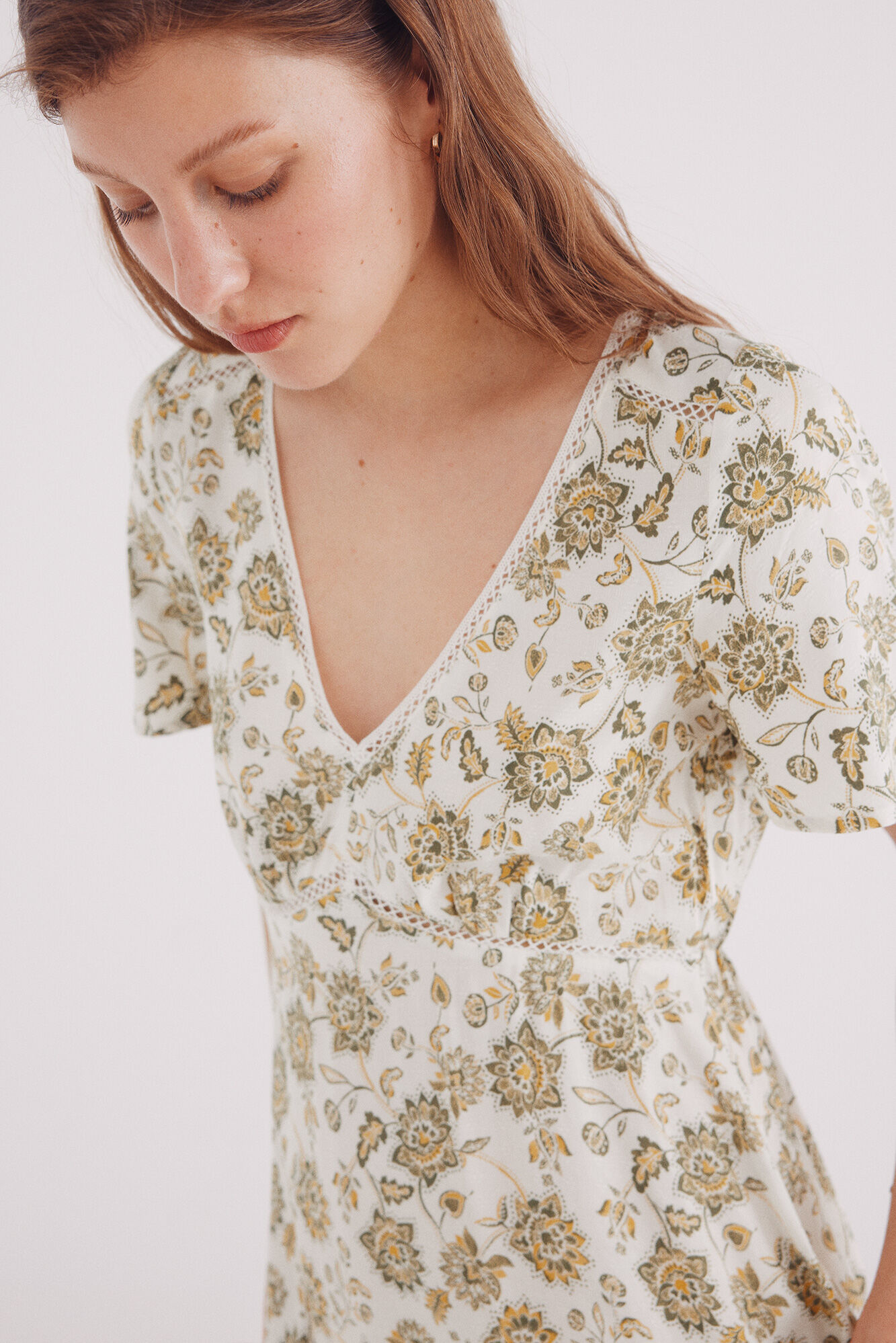 Springfield Vestido midi de renda estampado