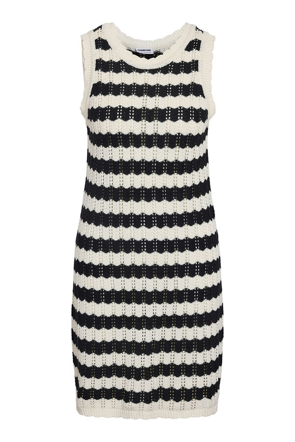 Noisy May Vestido curto de croch&eacute; sem mangas cinzento