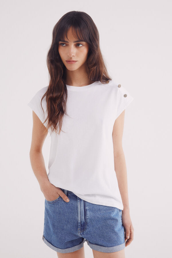 Springfield Camiseta botones hombros blanco