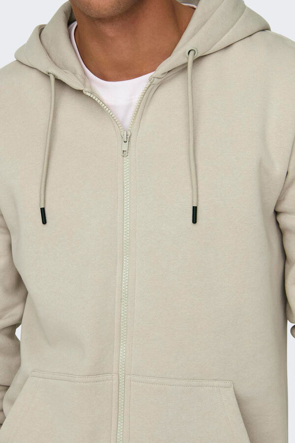 Only & Sons Sweatshirt com fecho-&eacute;clair bege