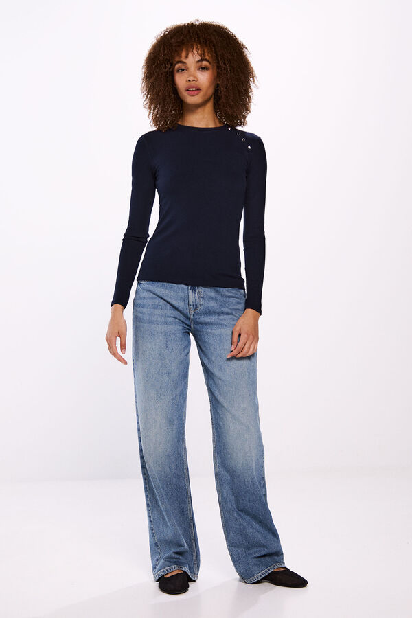 Springfield T-shirt com bot&otilde;es e cavas azul