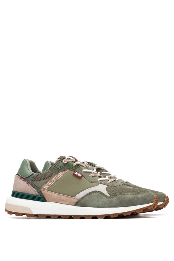 XTI Zapatillas serraje amortiguaci&oacute;n kaki