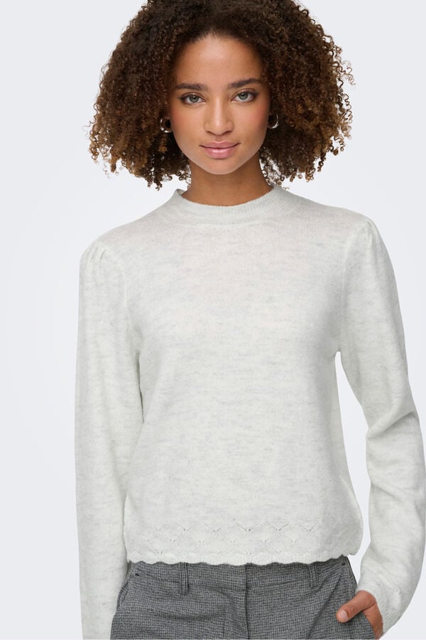 JDY Jersey cuello perkins blanco