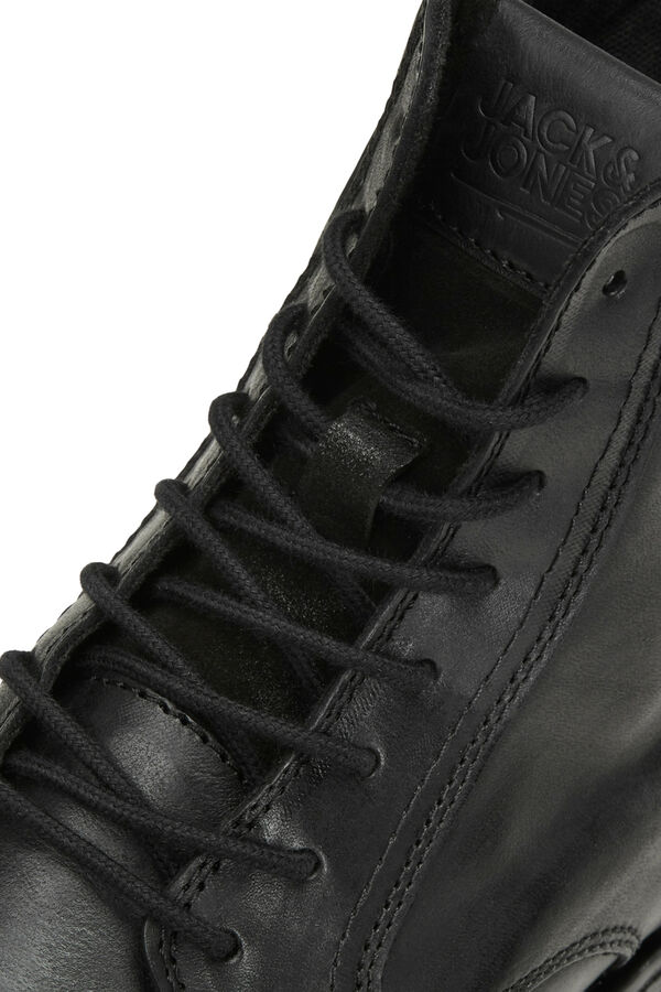 Jack & Jones Botas de pele com atacadores preto