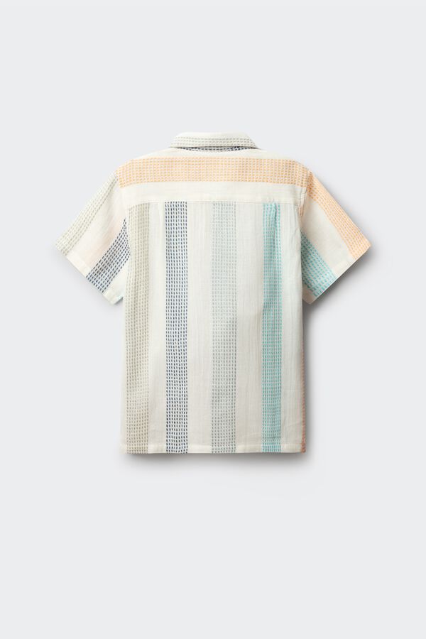 Springfield Kids Camisa de manga curta bordada &agrave;s riscas para menino branco