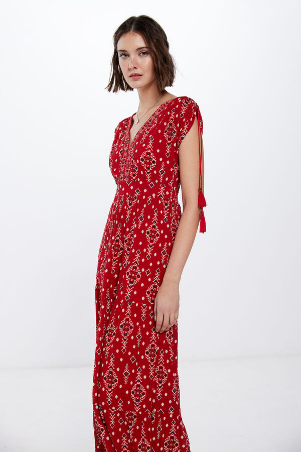 Springfield Vestido Midi Hombros Cord&oacute;n Borla estampado