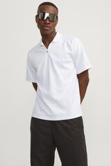 Jack & Jones Polo est&aacute;ndar fit con cremallera blanco